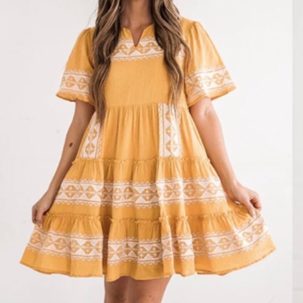Tea n rose Adele Embroidered Dress in Dandelion, small